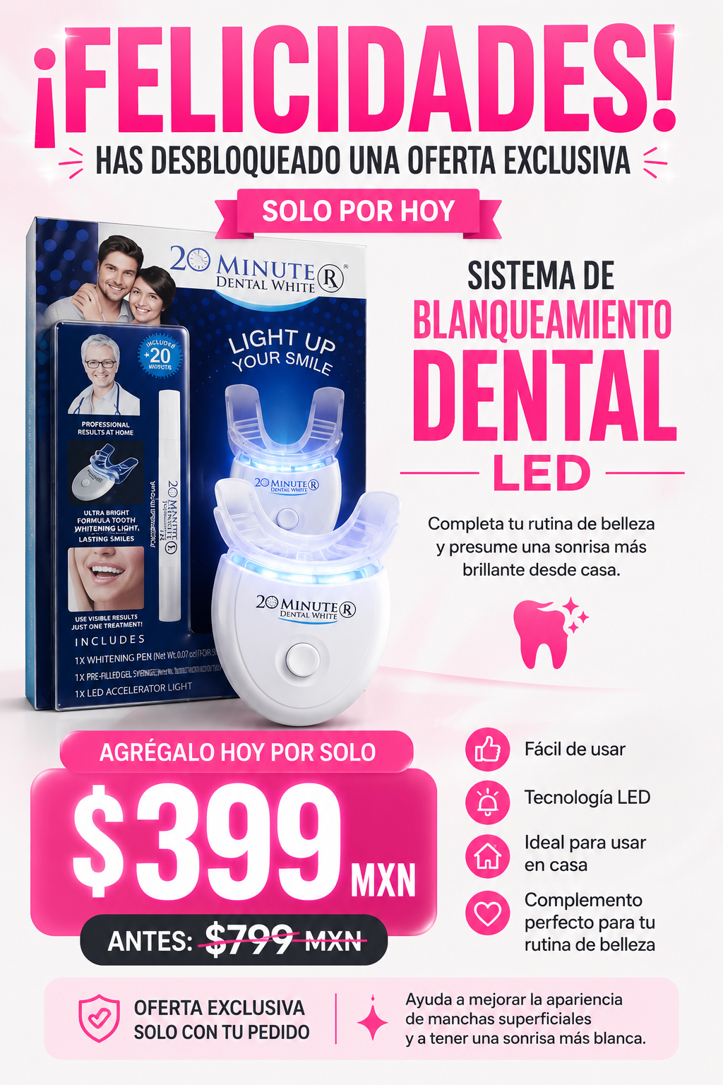 🦷 Kit Blanqueador Dental LED ✨ Sonrisa Más Brillante en Casa 😁