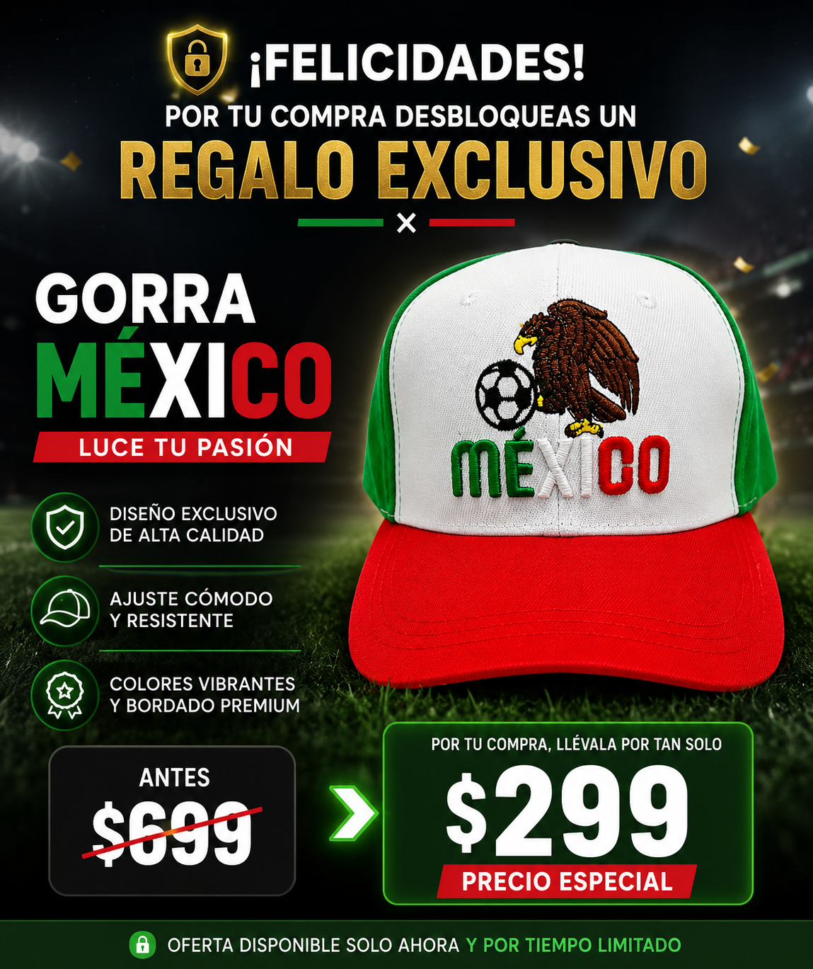 Gorra Futbolera México 2026 | Orgullo Tricolor 👌🙌⚽