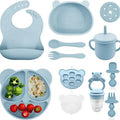 Set de vajilla de silicona para bebé con plato antideslizante y utensilios