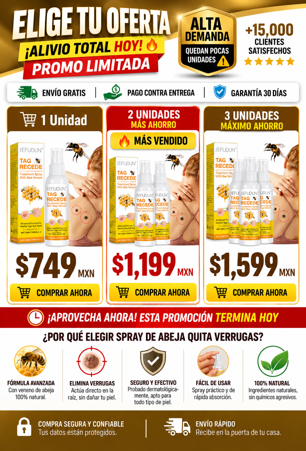 Spray Abeja Quita Verrugas Piel Limpia Garantizado