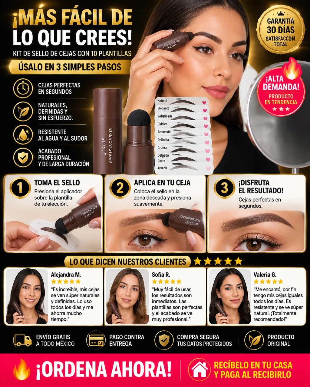 Kit Sello Cejas 10 Plantillas Perfecto Diseño