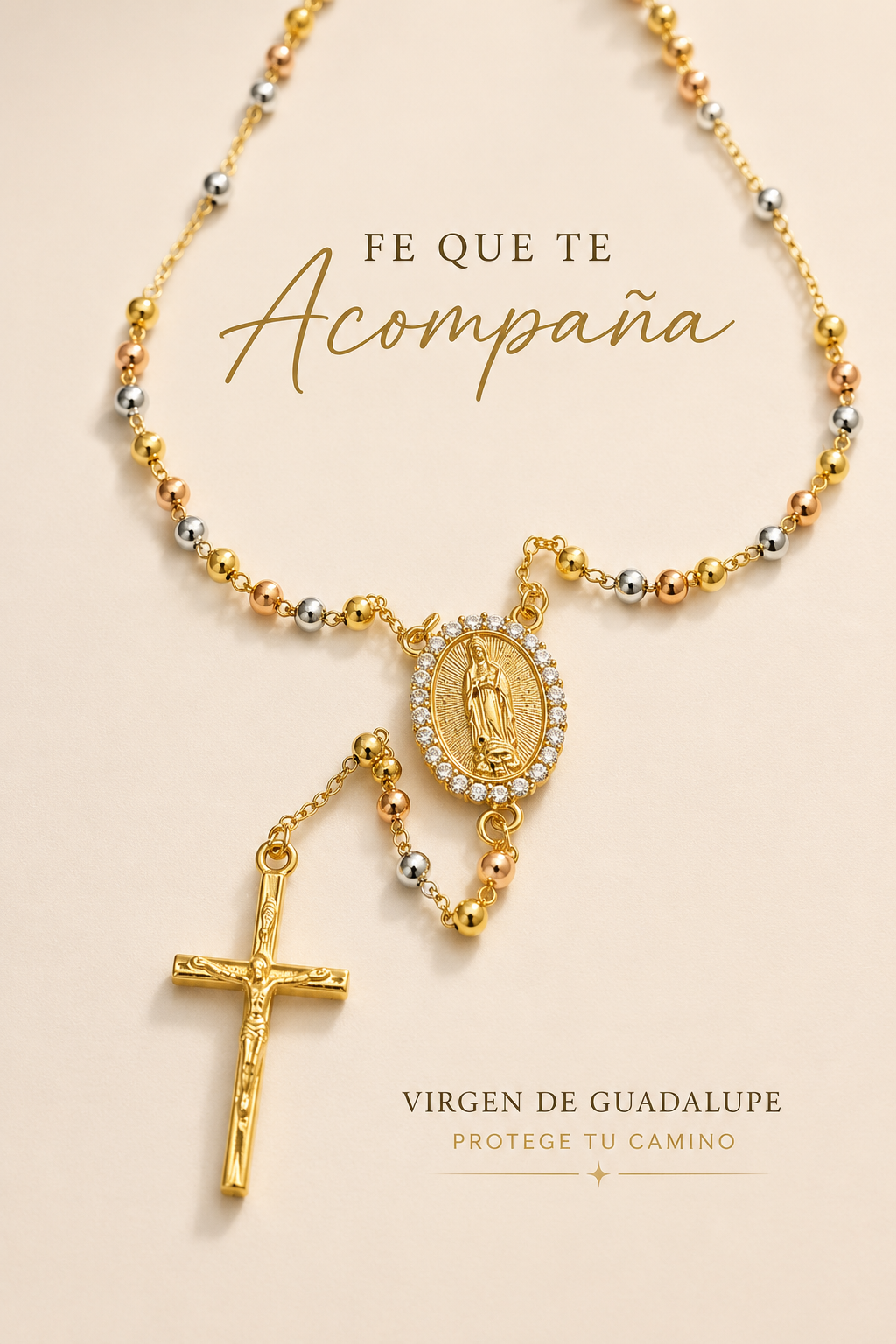 Rosario Virgen de Guadalupe Oro Laminado 18K