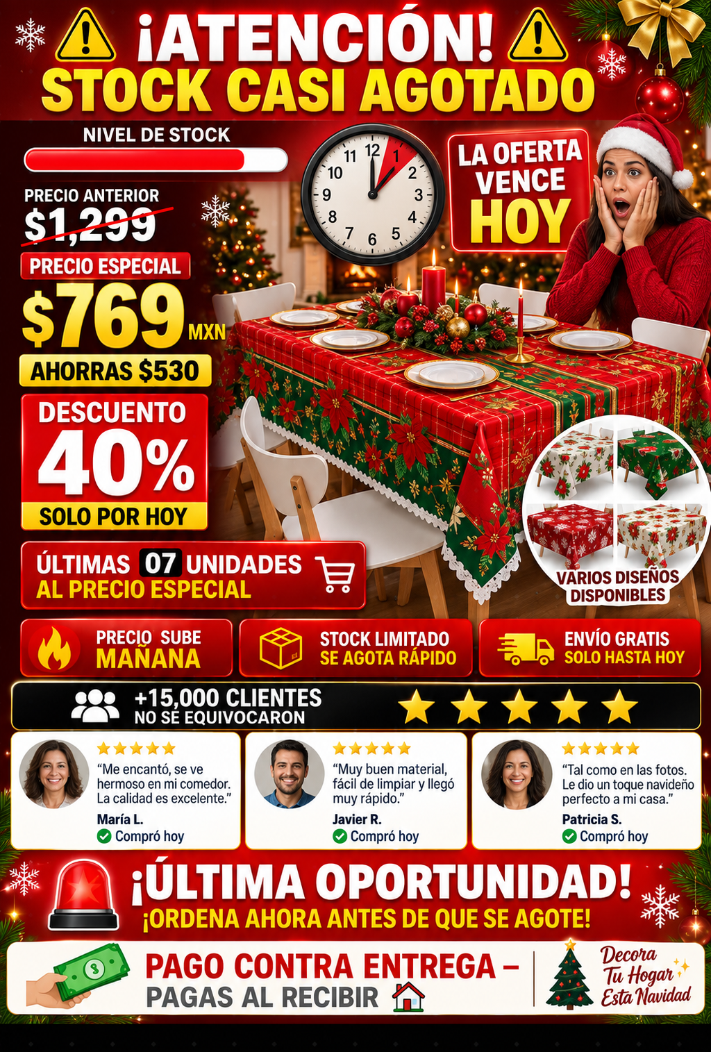 Mantel Navideño Decorativo Premium Impermeable