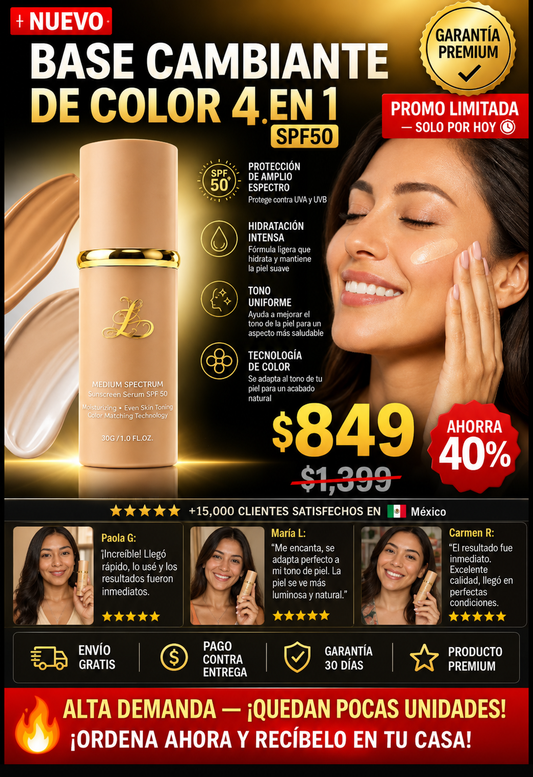 Base Cambiante Color 4en1 SPF50 Protección Total