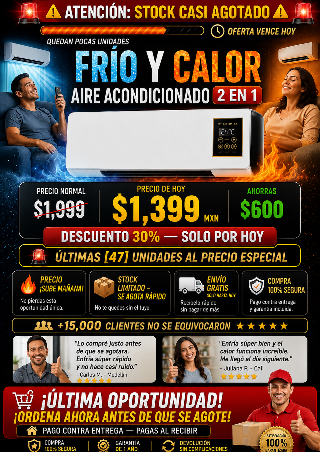 Aire Acondicionado 2 en 1 Frío Calor Portable