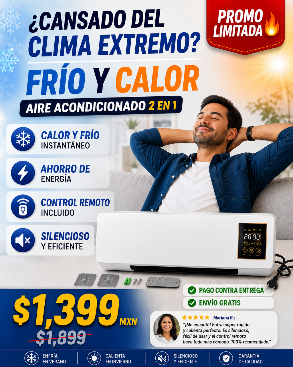 Aire Acondicionado 2 en 1 Frío Calor Portable