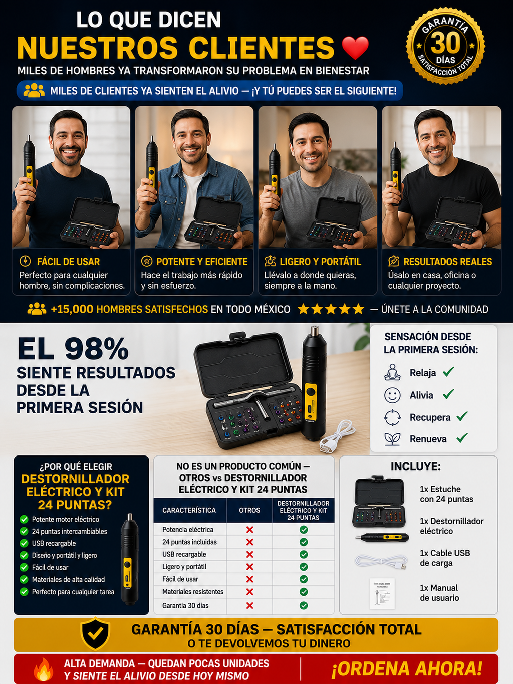 Destornillador Eléctrico 24 Puntas Profesional Potente