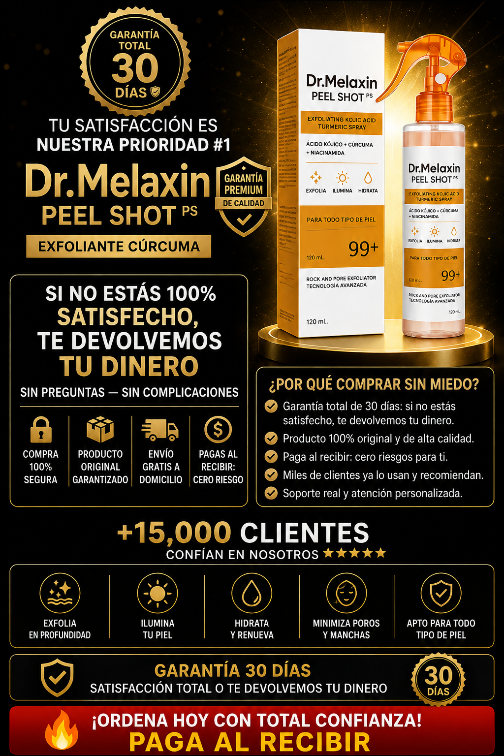 Spray Exfoliante Cúrcuma Dr. Melaxin Piel Radiante