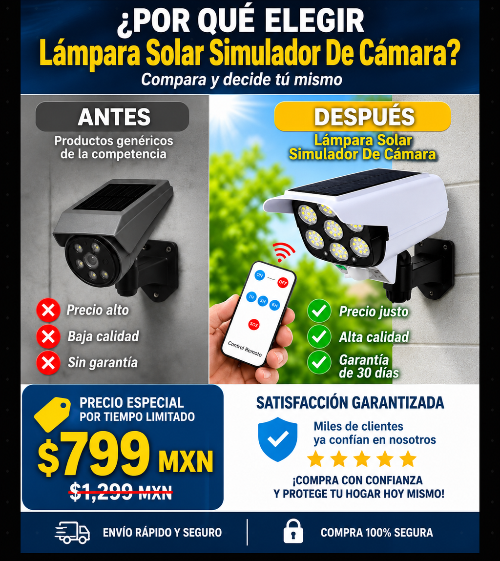 Lámpara Solar Simulador Cámara Vigilancia Recargable