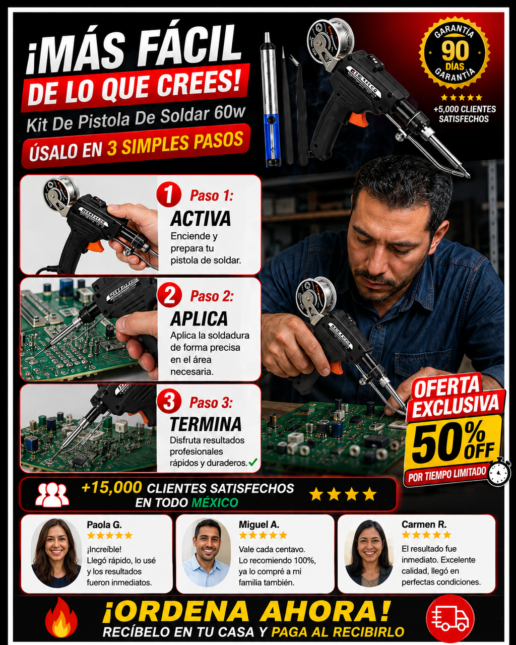 Kit Pistola Soldar 60W Profesional Completo