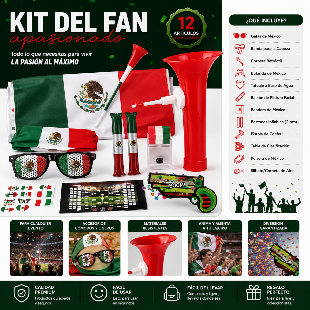 Kit del Aficionado México 12 Accesorios