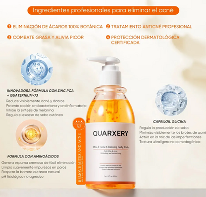 Quarxery Gel Antiacné Corporal 🧡 🚿 Limpieza profunda para una piel fresca, limpia y sin imperfecciones ✨