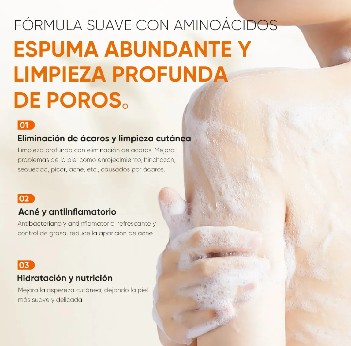 Quarxery Gel Antiacné Corporal 🧡 🚿 Limpieza profunda para una piel fresca, limpia y sin imperfecciones ✨
