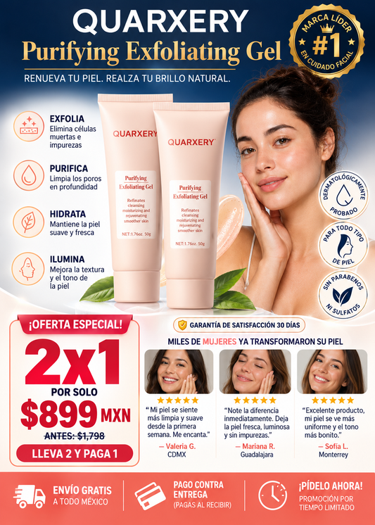 Gel Exfoliante Quarxery Purificante - Piel Limpia y Radiante
