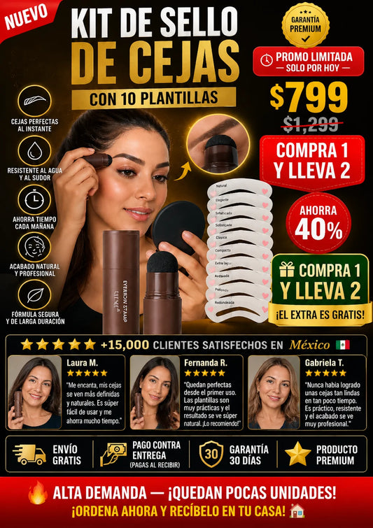 Kit Sello Cejas 10 Plantillas Perfecto Diseño