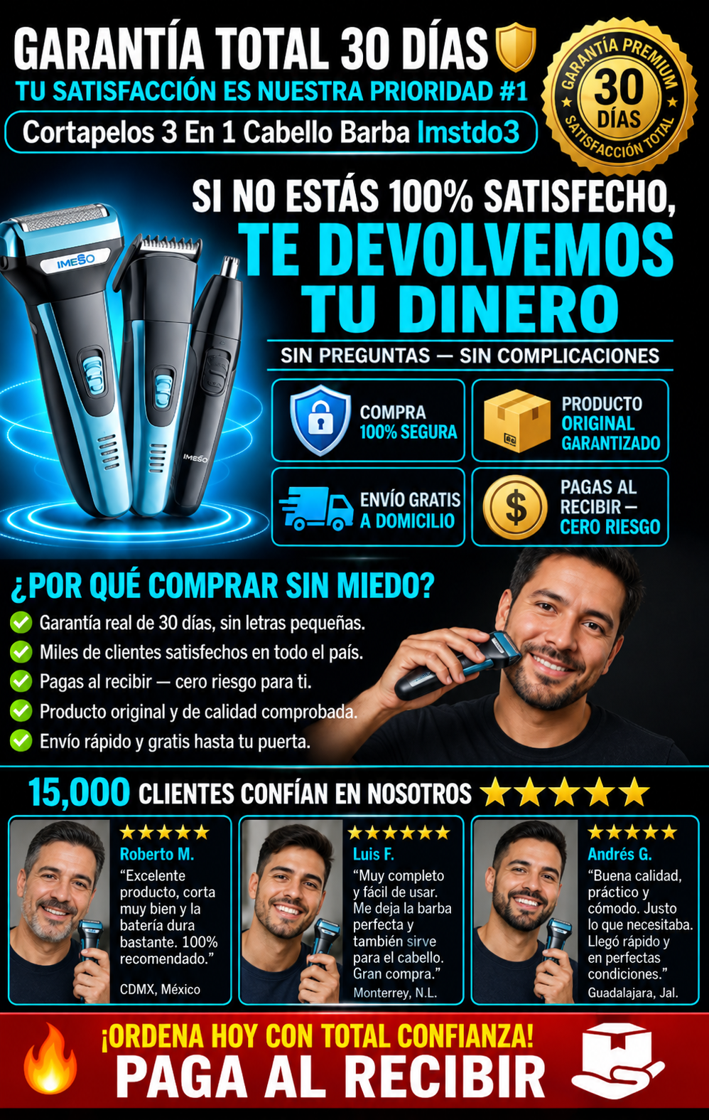 Cortapelos 3 en 1 Profesional Cabello Barba Cuerpo