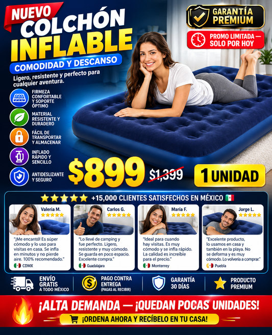 Colchón Inflable Individual Camping Resistente Cómodo Aire