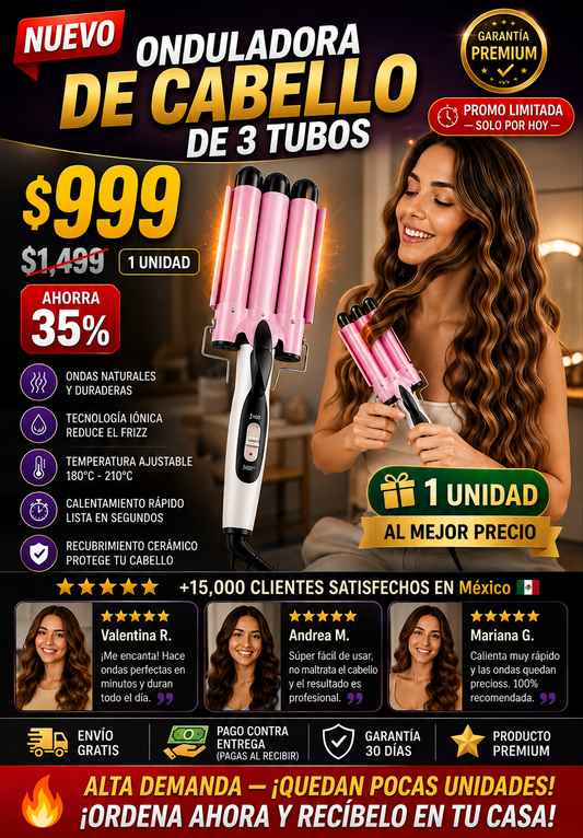 Onduladora De Cabello 3 Tubos Profesional Premium