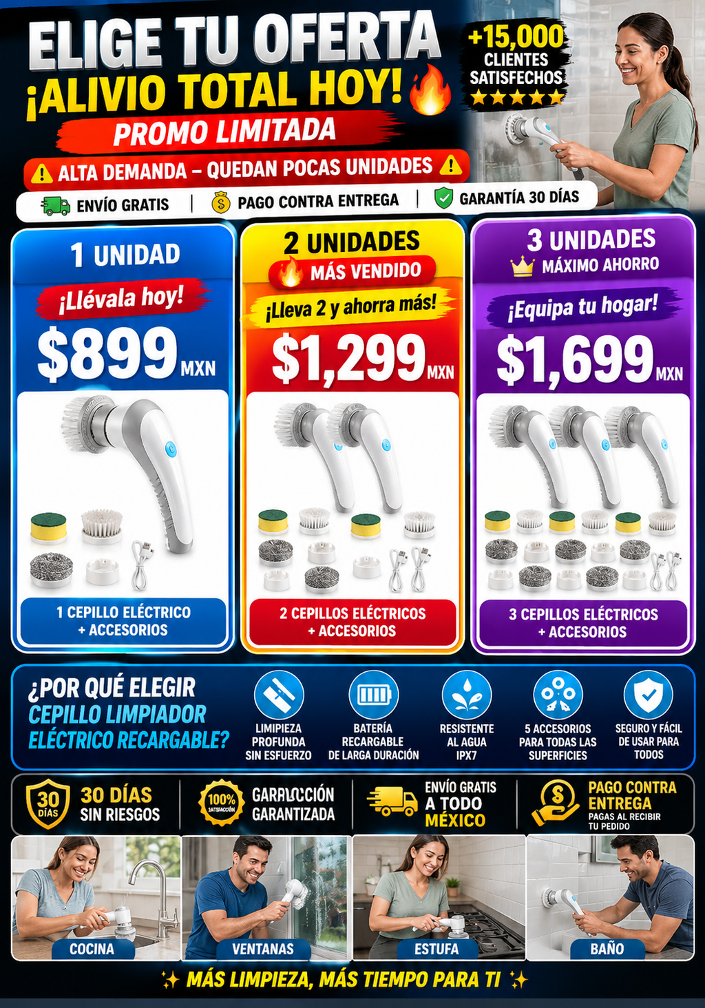 Cepillo Limpiador Eléctrico Recargable 5 en 1