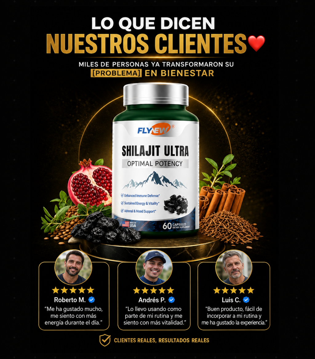 Shilajit Ultra Flynew 60 Cápsulas Energía Pura Natural