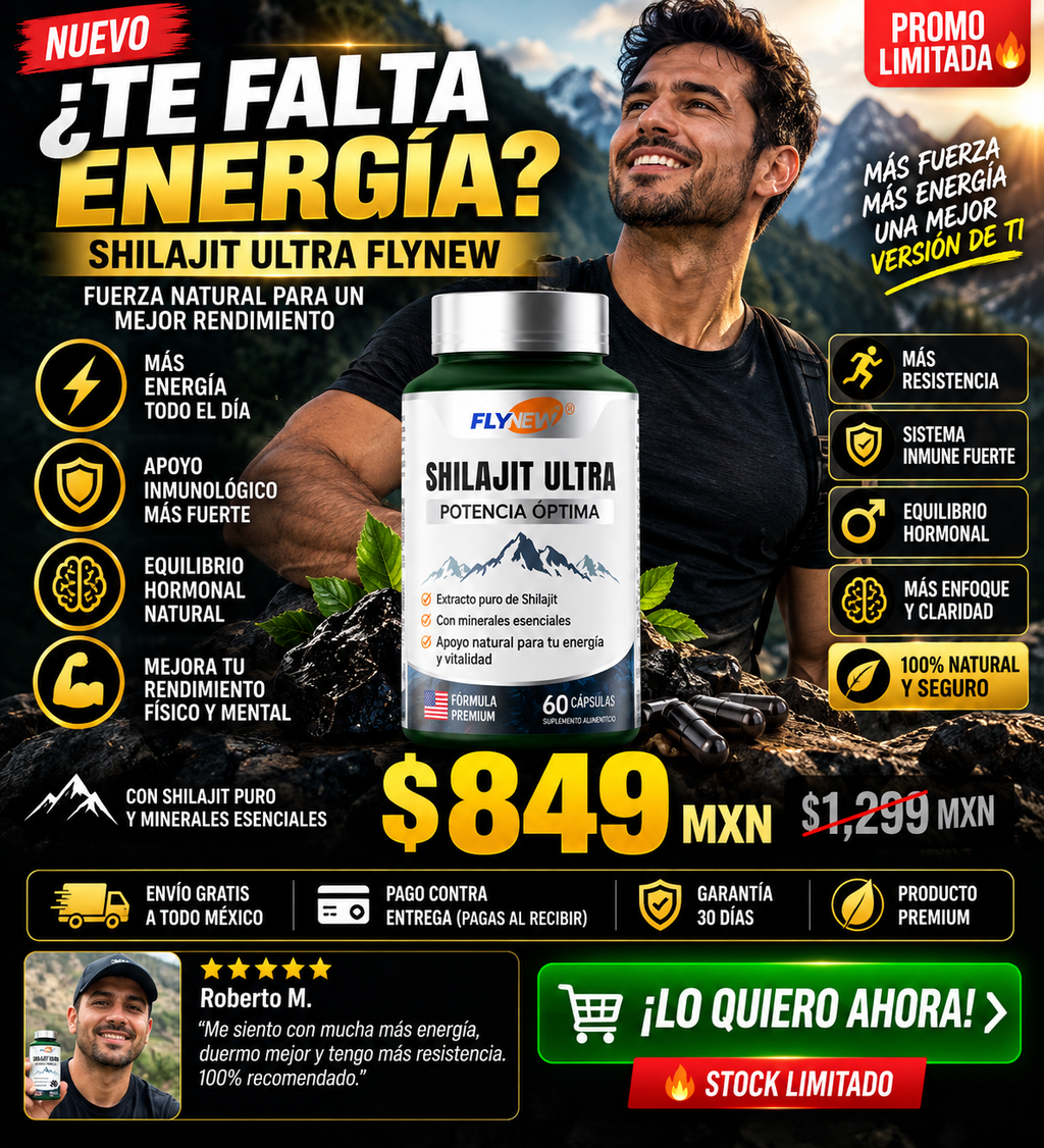 Shilajit Ultra Flynew 60 Cápsulas Energía Pura Natural