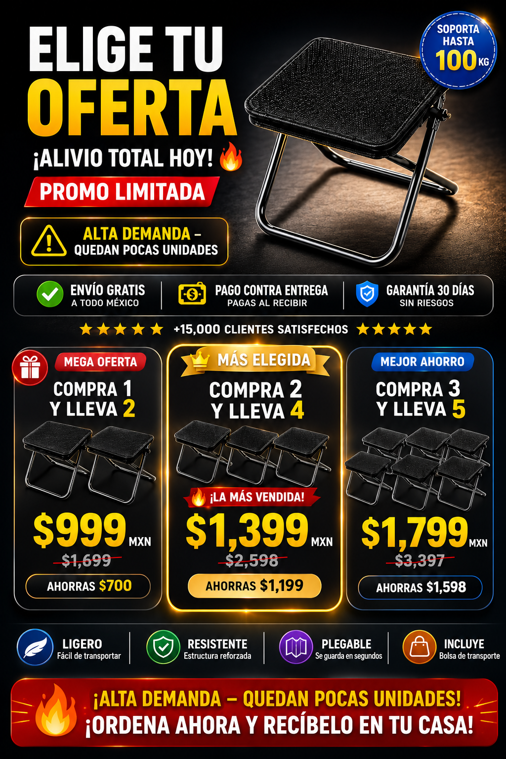 Banquito Plegable Portátil - Compra Segura Contra Entrega