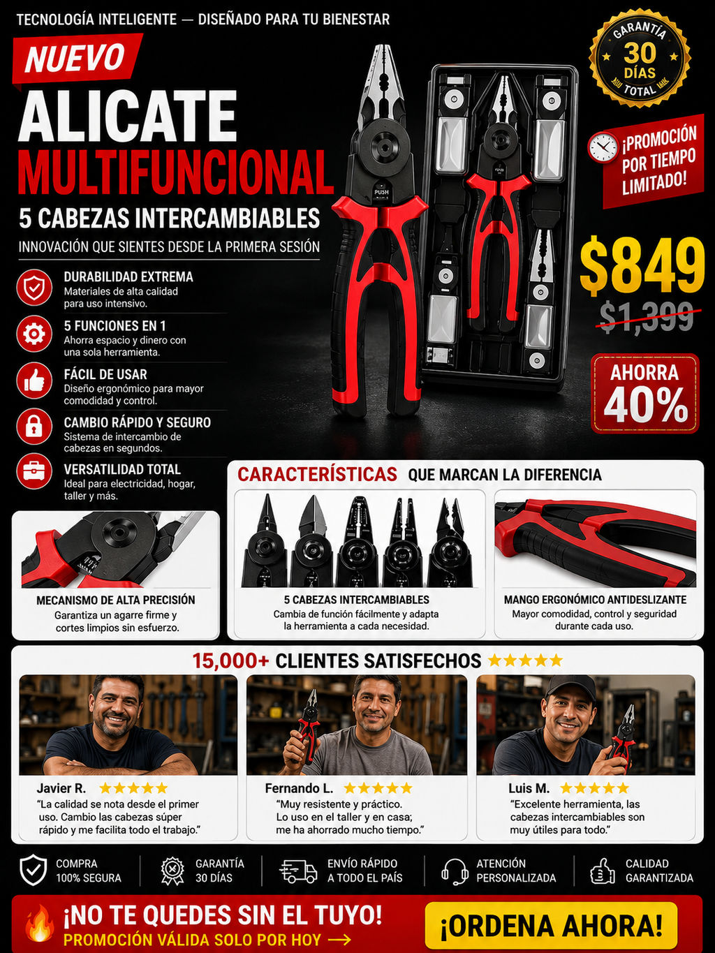 Alicate Multifuncional 5 en 1 Profesional Interca