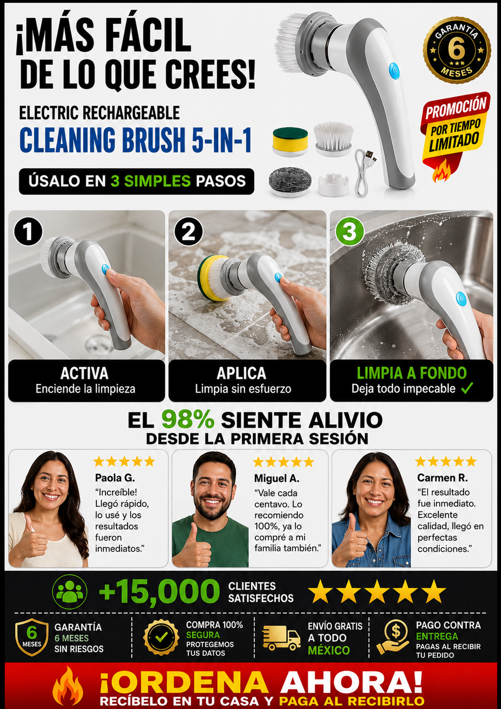 Cepillo Limpiador Eléctrico Recargable 5 en 1