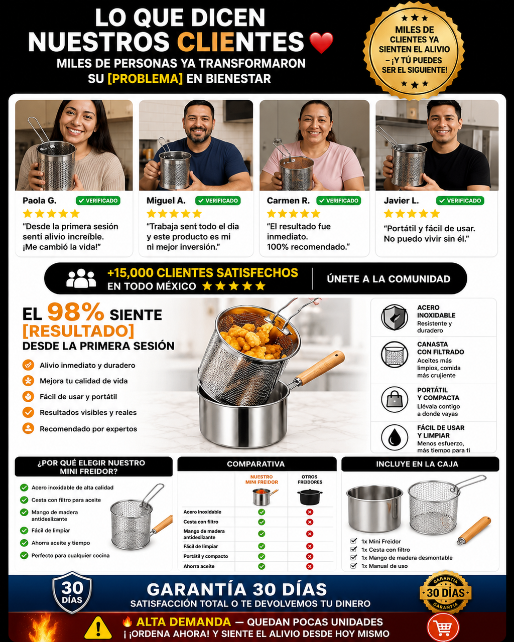 Mini Freidora Eléctrica Profesional Con Canasta