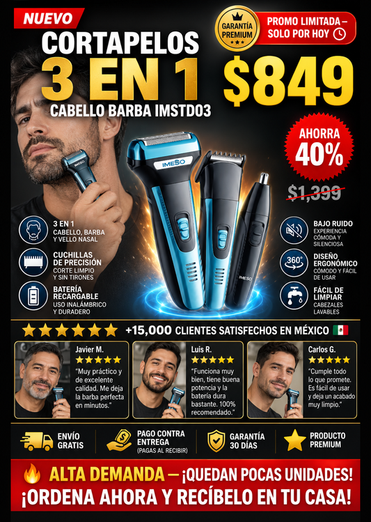Cortapelos 3 en 1 Profesional Cabello Barba Cuerpo