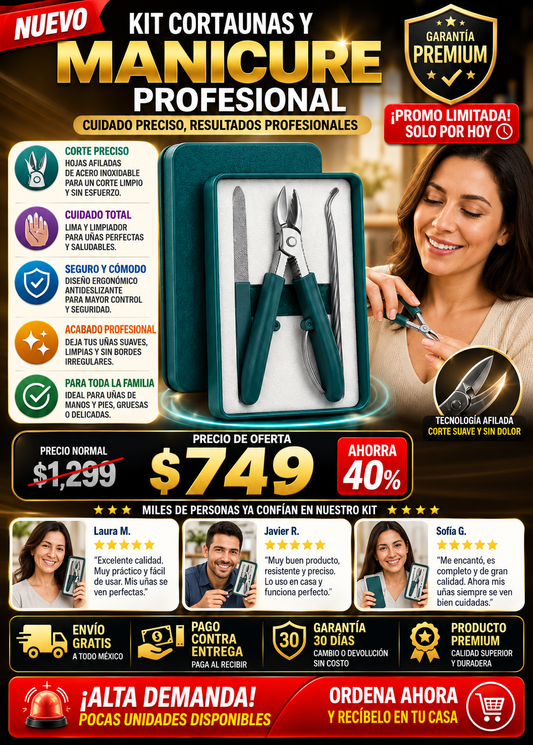 Kit Manicure Profesional Cortauñas Completo Calidad Premium