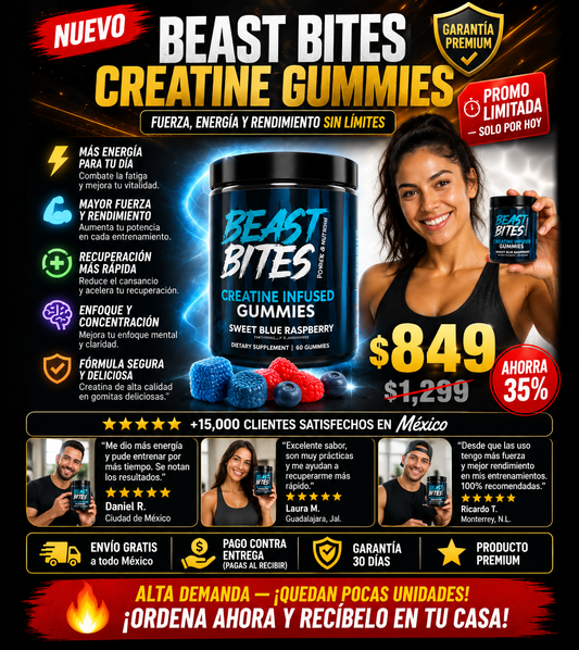 Creatina Gomitas Beast Bites - Fuerza Muscular Garantizada