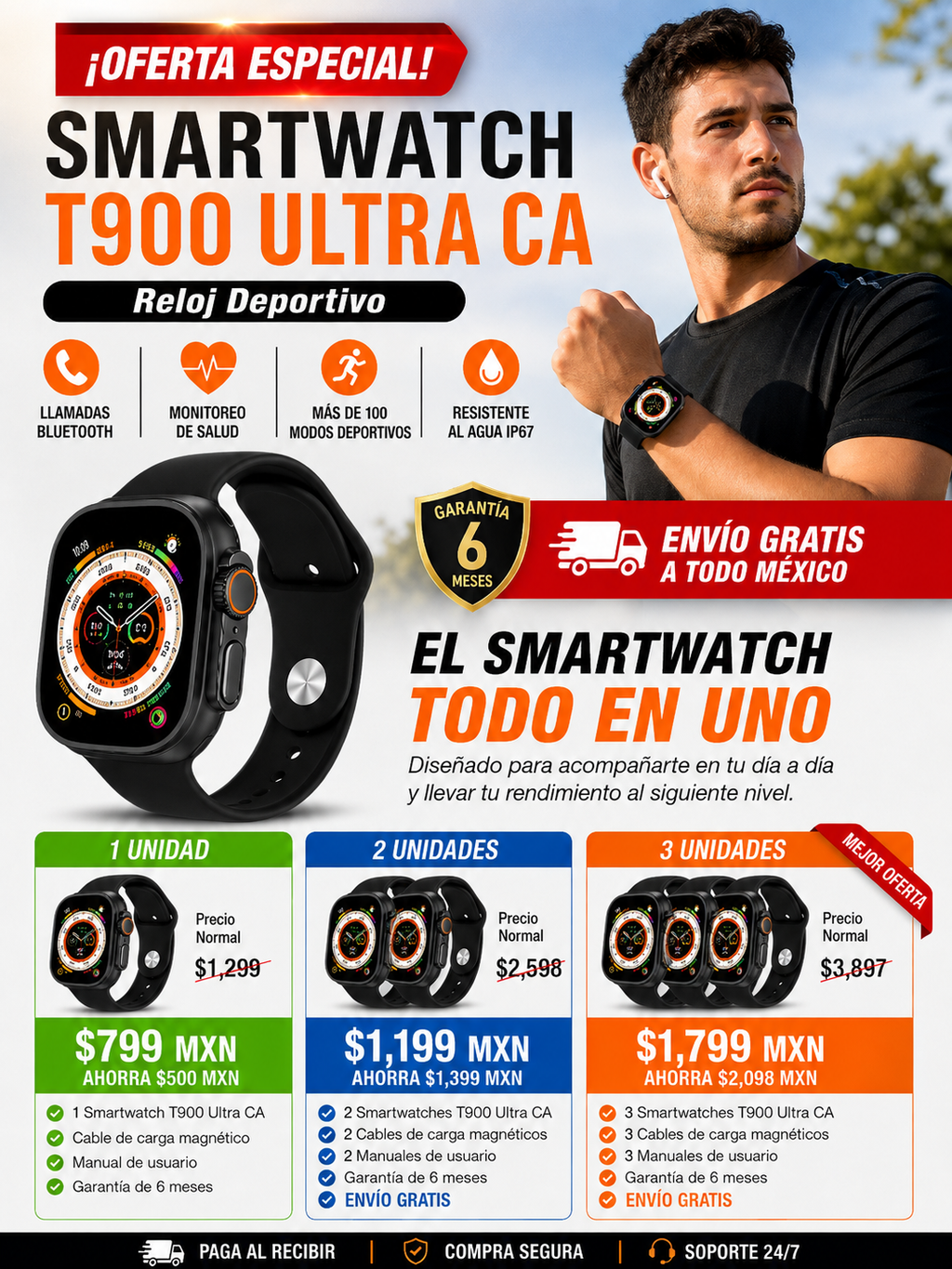 Smartwatch T900 Ultra Deportivo GPS Resistente Agua