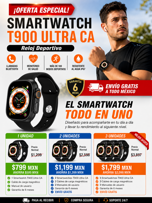 Smartwatch T900 Ultra Deportivo GPS Resistente Agua
