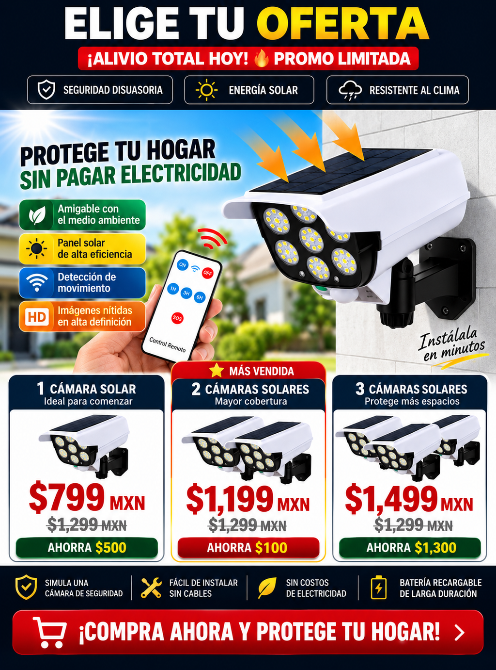 Lámpara Solar Simulador Cámara Vigilancia Recargable