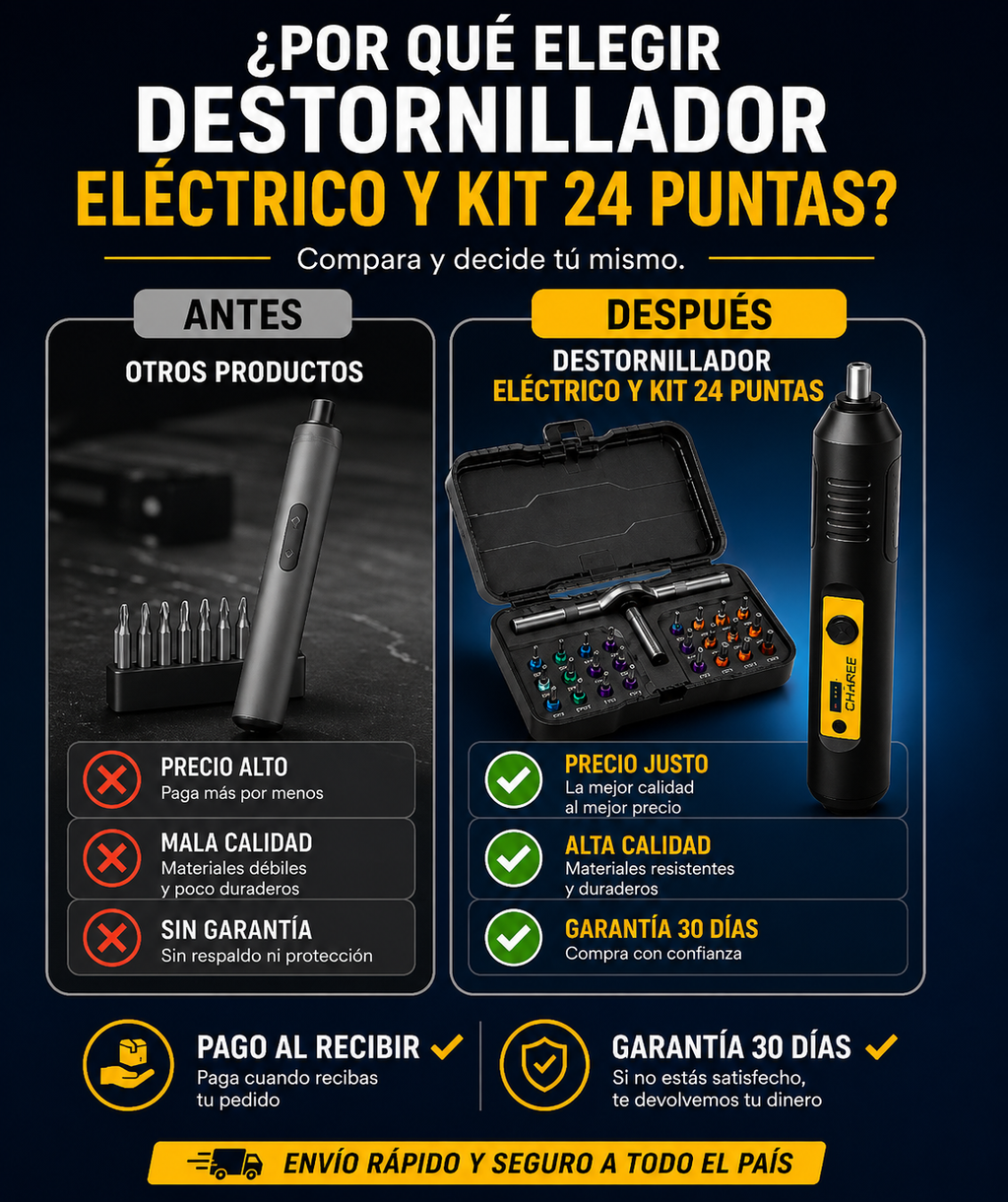 Destornillador Eléctrico 24 Puntas Profesional Potente