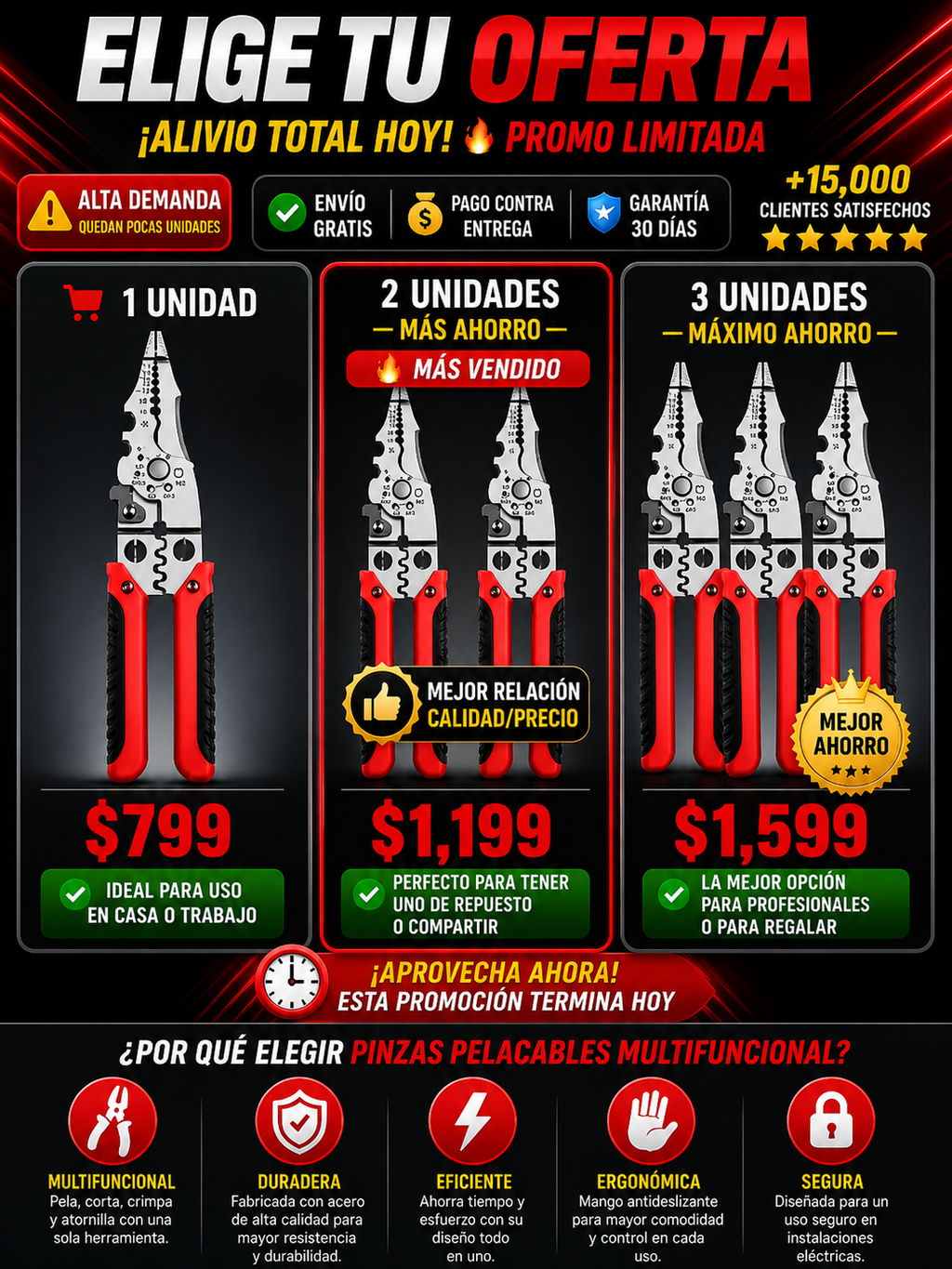 Pinzas Pelacables Multifuncional Profesional - Herramienta Esencial