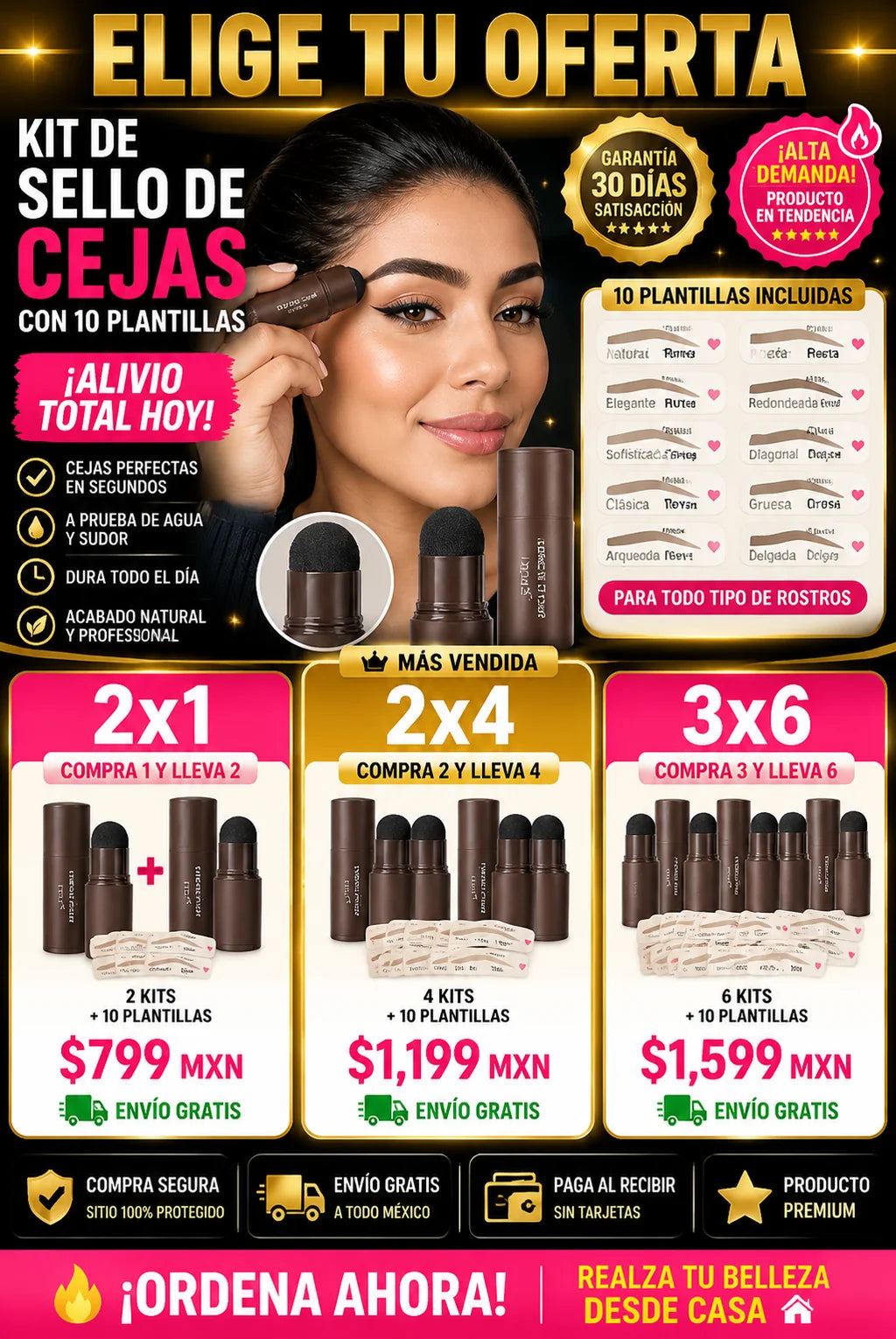 Kit Sello Cejas 10 Plantillas Perfecto Diseño