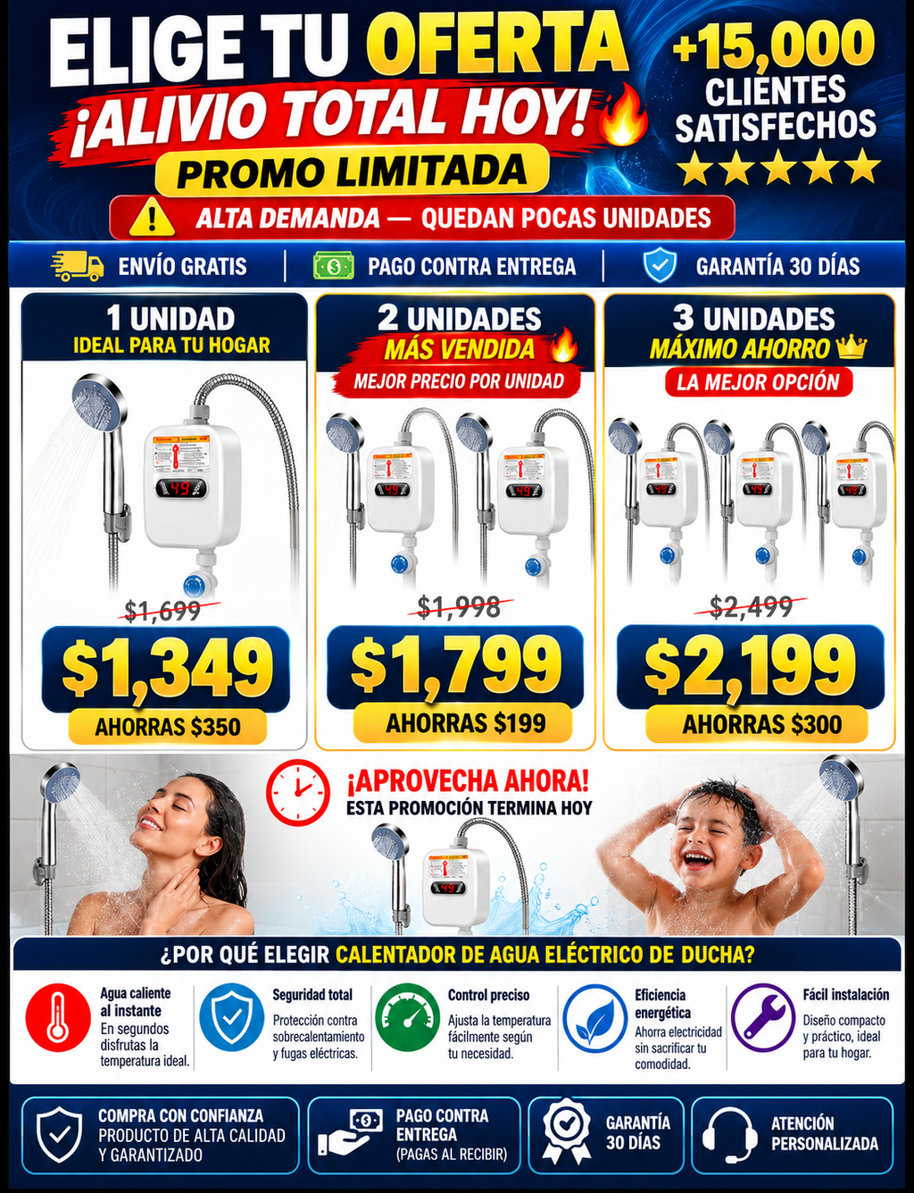 Calentador Eléctrico de Ducha Instantáneo Premium