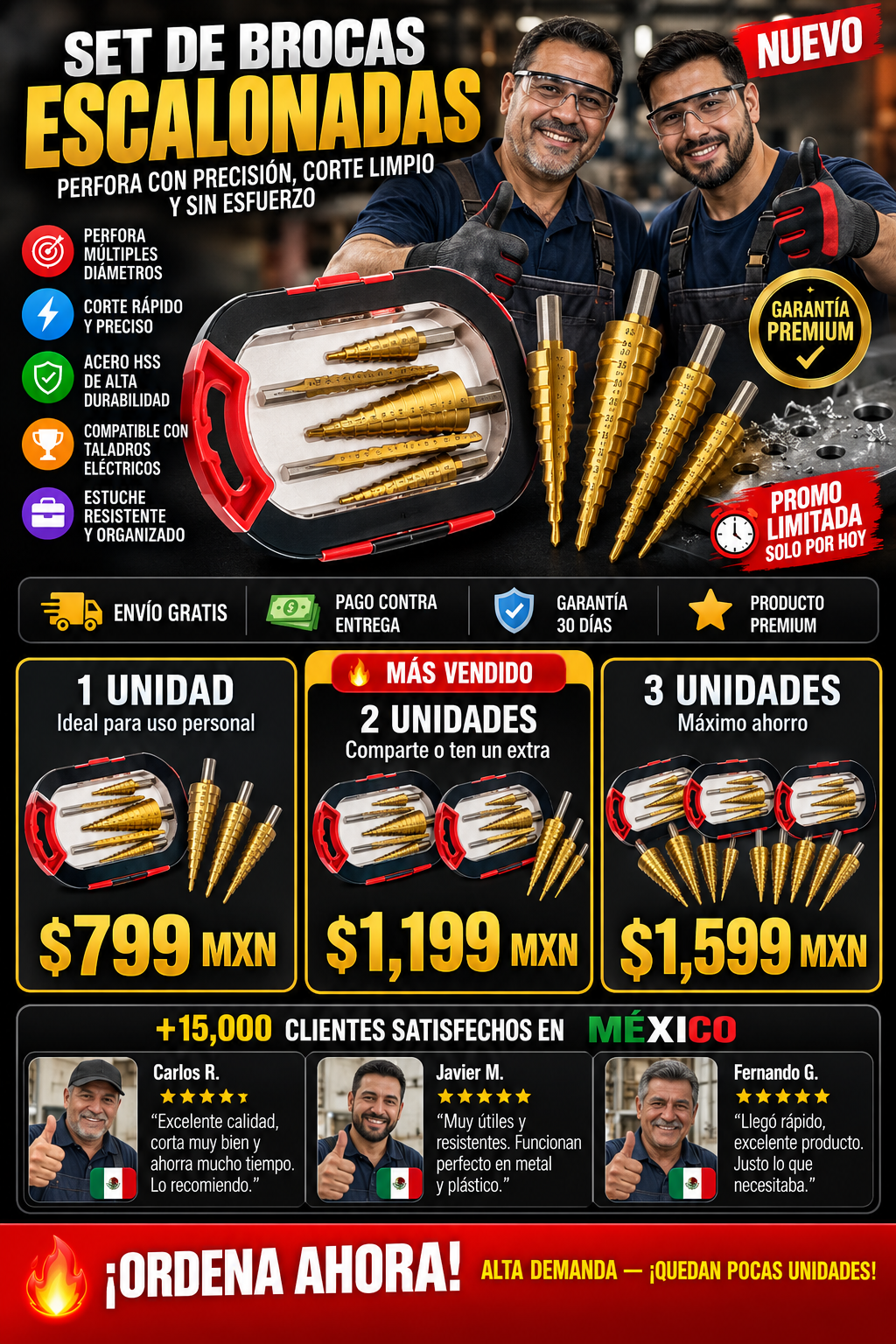 Set Brocas Profesionales Premium Acero Inoxidable Completo