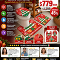 Juego Tres Alfombras Baño Navidad Premium Antideslizante