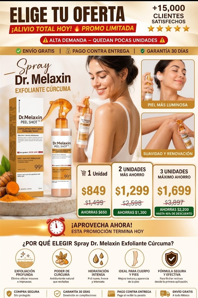 Spray Dr. Melaxin Exfoliante Cúrcuma Piel Radiante
