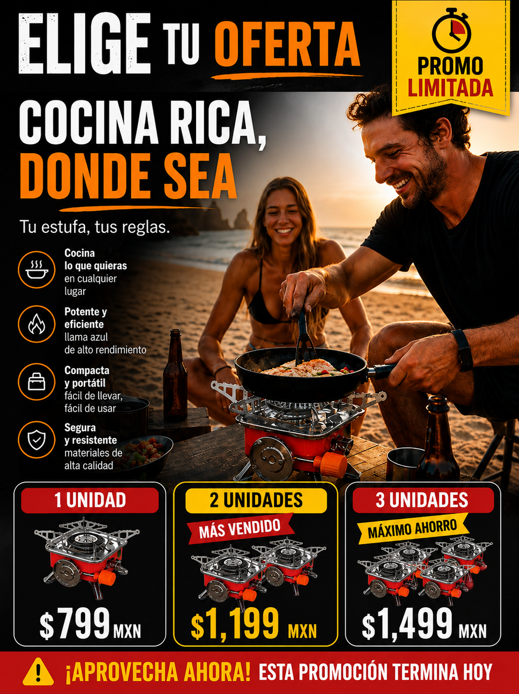 Estufa Portátil Gas Camping Económica Entrega Rápida HOY