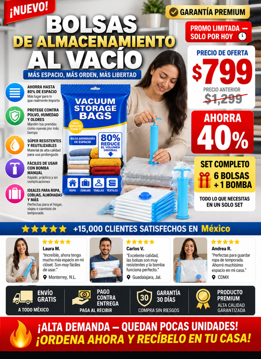 Bolsas Vacío Almacenamiento 2x1 + 2 Bombas Incluidas