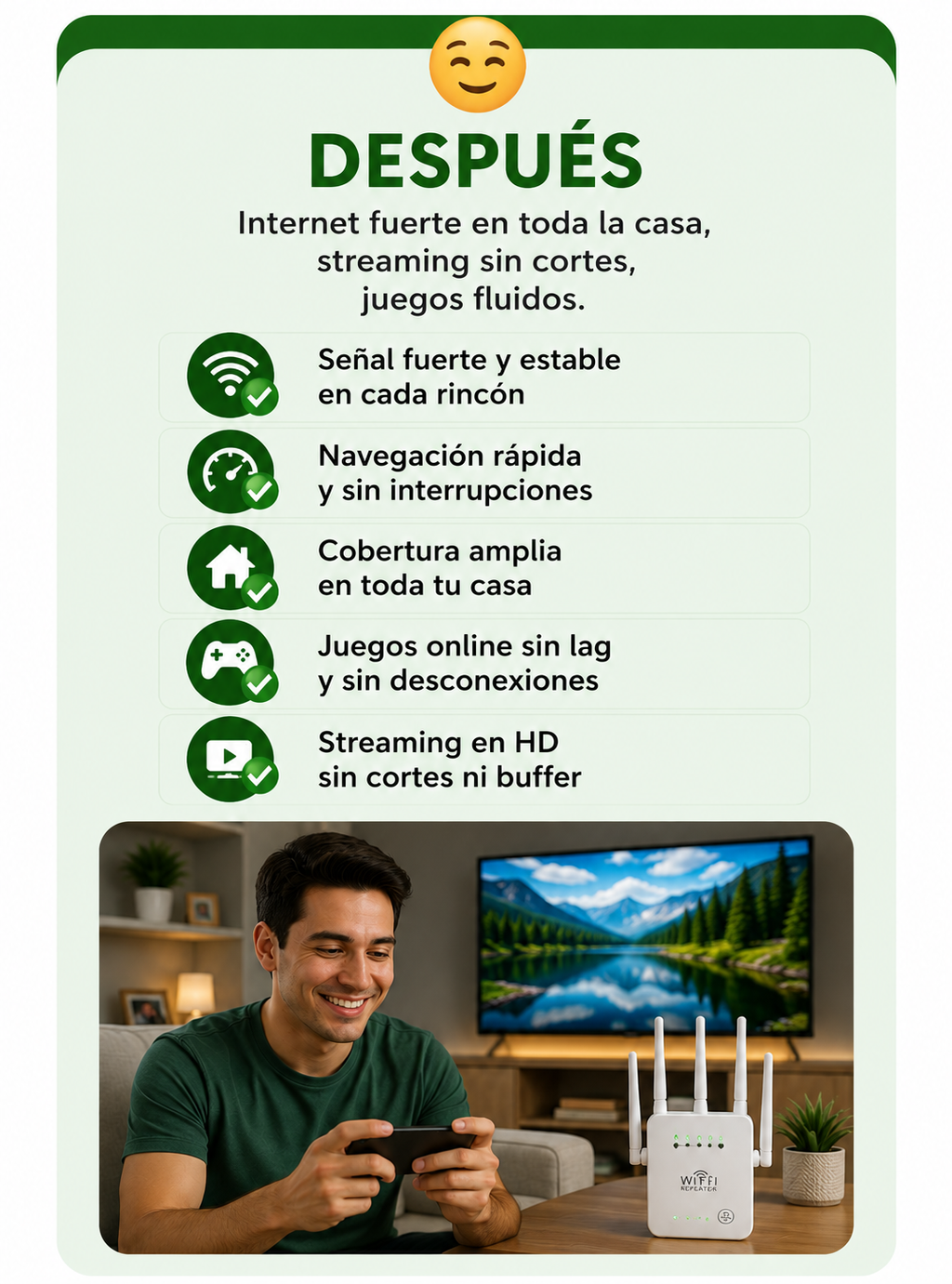 Repetidor WiFi 300Mbps Amplifica Señal Potente