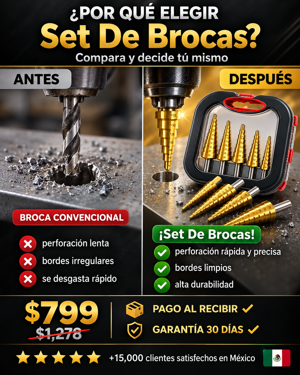 Set Brocas Profesionales Premium Acero Inoxidable Completo