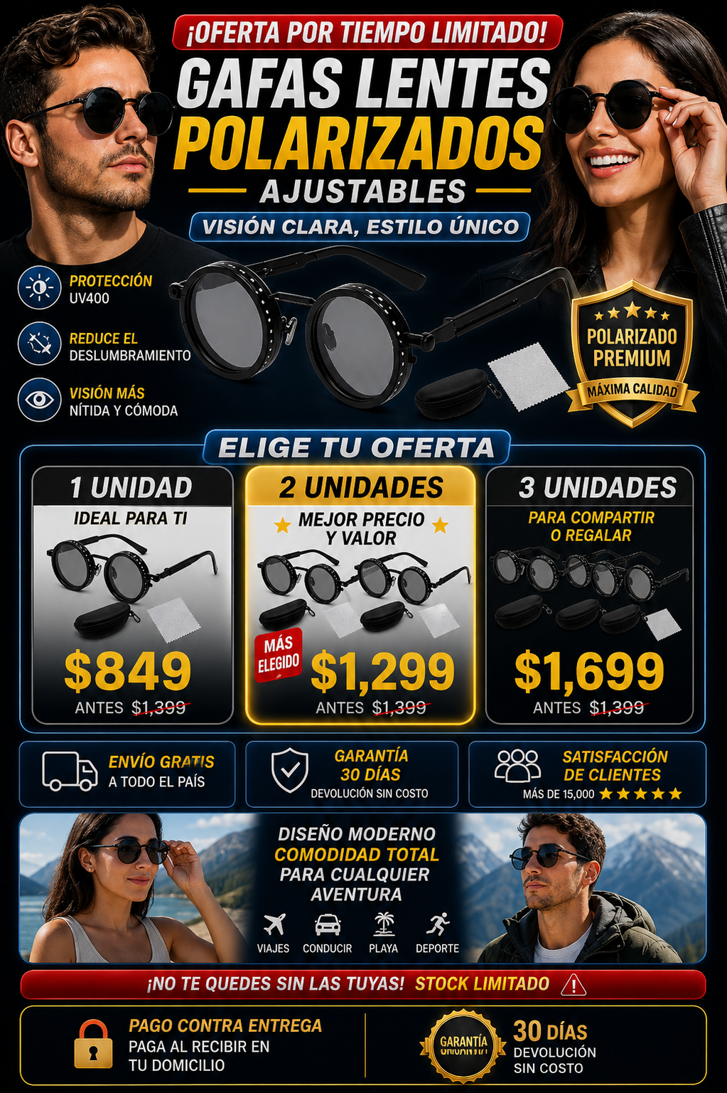 Gafas Polarizadas Ajustables Protección UV Premium