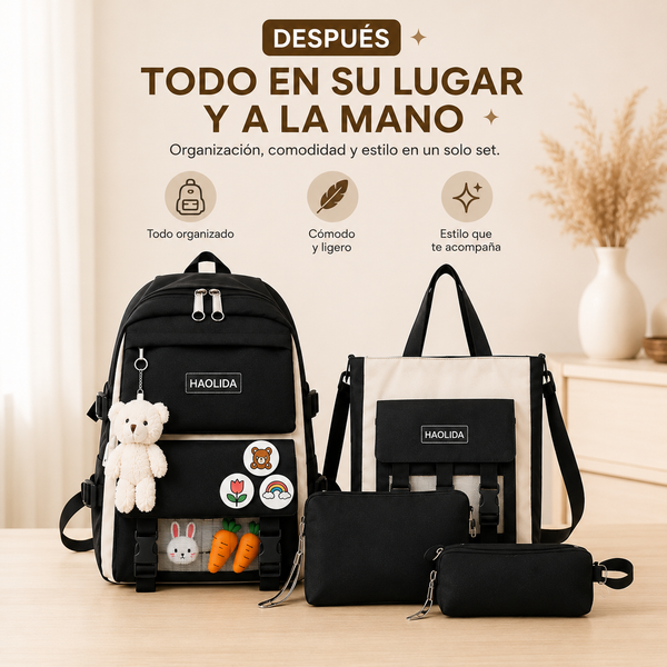 Set 5 Mochilas Multifuncionales con Accesorios Decorativos