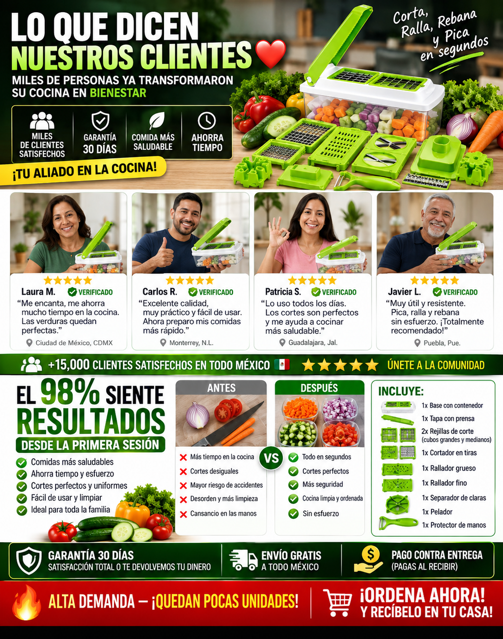 Cortador de Verduras Profesional - Entrega Rápida