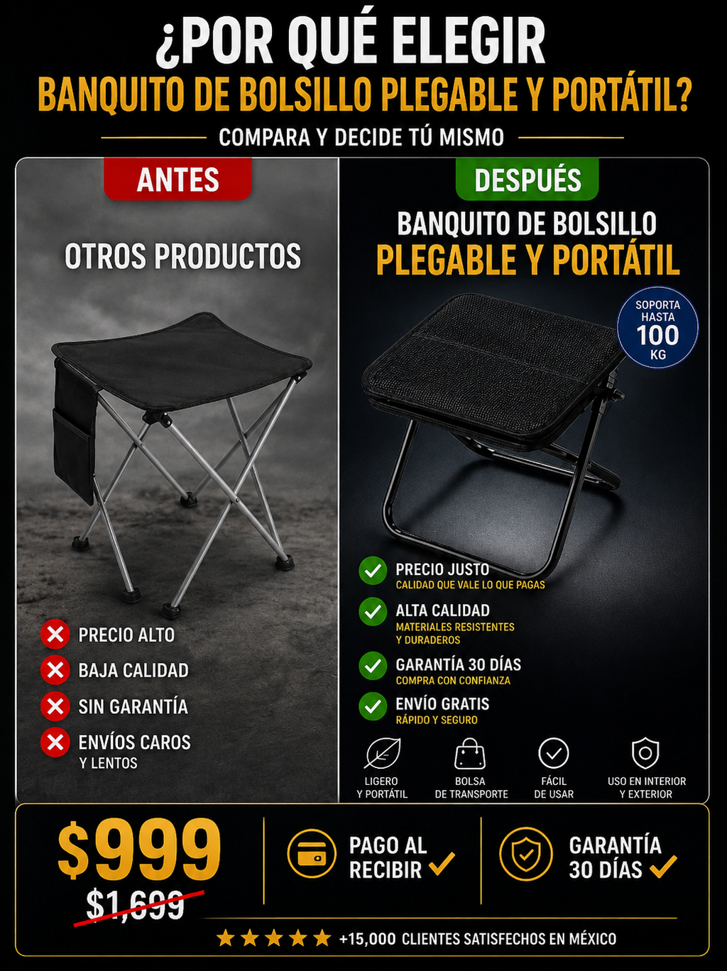 Banquito Plegable Portátil - Compra Segura Contra Entrega